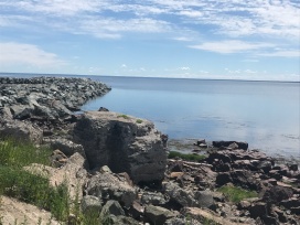Bay of Chaleur at Petit Rocher has a unique shape and rocky shoreline.